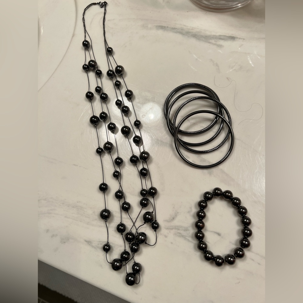 Necklace, bracelet and bangle